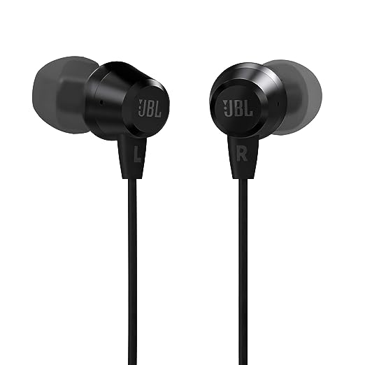 JBL C50HI, Wired in Ear Headphones with Mic, One Button Multi-Function Remote, Lightweight & Comfortable fit (Black) JBL C50HI, Wired in Ear Headphones with Mic, One Button Multi-Function Remote, Lightweight & Comfortable fit (Black)